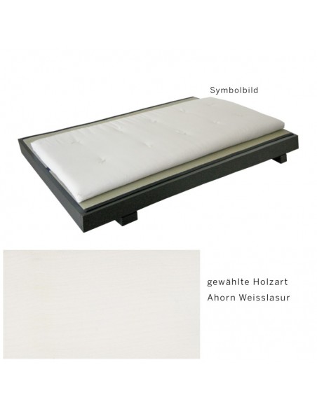 Sato Bett Tami Holzmuster, Ahorn Massivholz Weisslasur