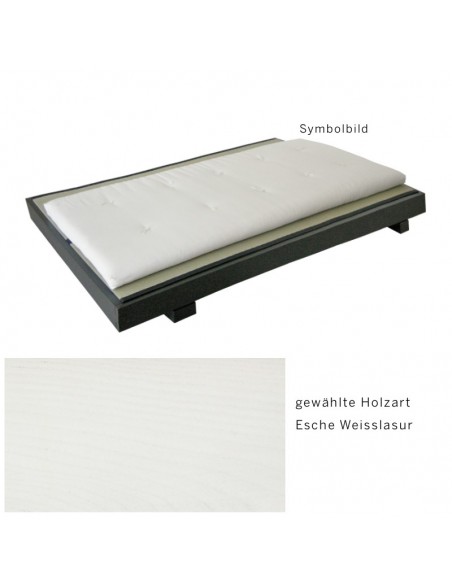 Sato Bett Tami Holzmuster, Esche Massivholz Weisslasur