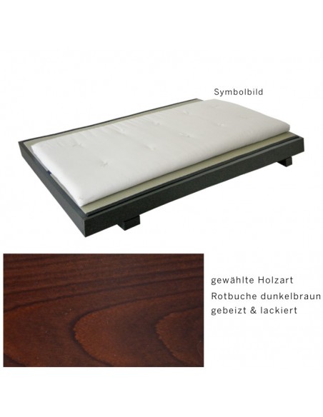 Sato Bett Tami Holzmuster, Rotbuche Massivholz dunkelbraun gebeizt lackiert