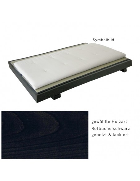 Sato Bett Tami Holzmuster, Rotbuche Massivholz schwarz gebeizt lackiert