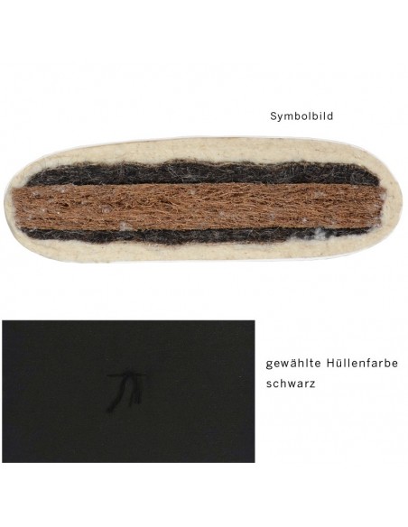 Sato futon upholstered mat Integral solid black with coconut core, horsehair and virgin wool