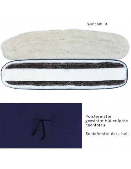 Sato Futon Polstermatte mit Schlafmatte medium nachtblau, Inhalt Naturlatex, Rosshaar und Schurwolle