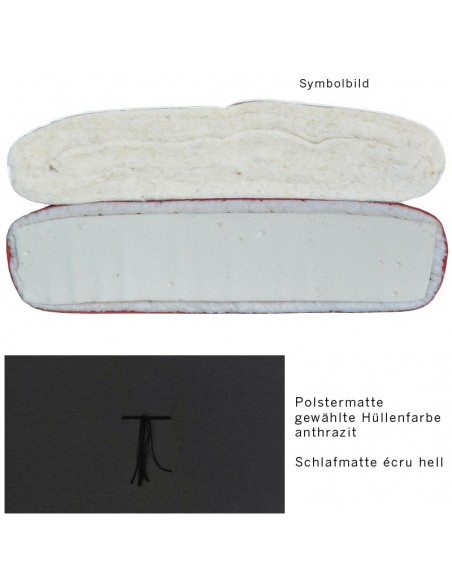 Sato Futon Polstermatte mit Schlafmatte soft anthrazit, Inhalt  Naturlatex, und Schurwolle