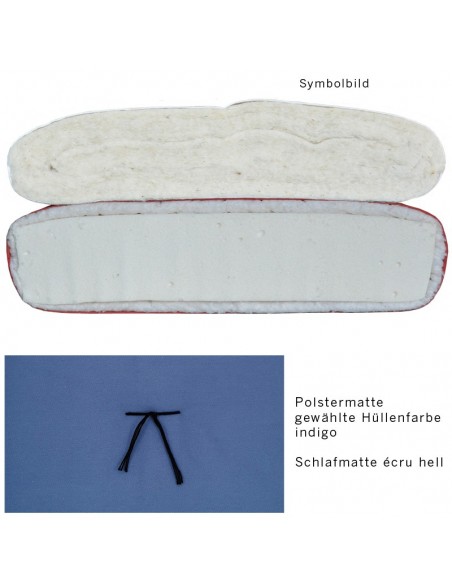 Sato futon cushion mat with sleeping mat soft indigo, natural latex and virgin wool content