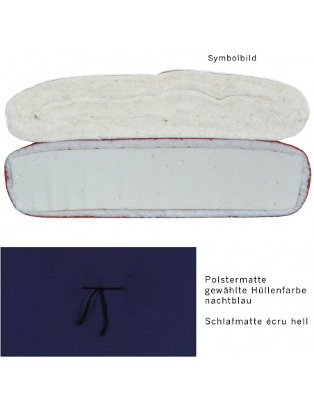 Sato Futon Polstermatte mit Schlafmatte soft nachtblau, Inhalt  Naturlatex, und Schurwolle
