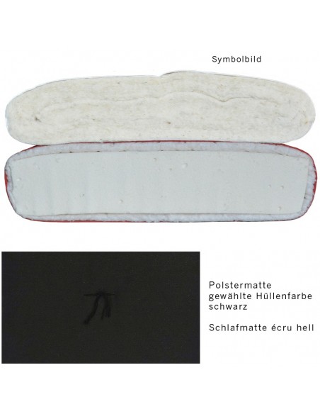 Sato Futon Polstermatte mit Schlafmatte soft schwarz, Inhalt  Naturlatex, und Schurwolle