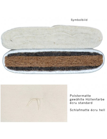 Sato Futon Polstermatte mit Schlafmatte fest ecru, Inhalt  Kokosfasern, Rosshaar und Schurwolle