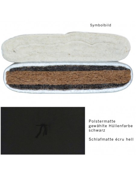 Sato Futon Polstermatte mit Schlafmatte fest schwarz, Inhalt  Kokosfasern, Rosshaar und Schurwolle
