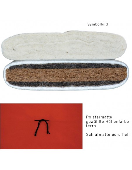 Sato Futon Polstermatte mit Schlafmatte fest terra, Inhalt  Kokosfasern, Rosshaar und Schurwolle