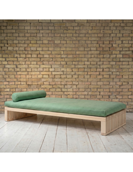 Tenshi Liege, Sato design, Schlafsofa Tannenholz, modulares Sofa-Bett, japanisches Wohnen, minimalistisch, Massivholzmöbel, Sato
