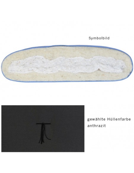 Sato Futon Traditionell anthrazit mit Baumwolle und Schurwolle