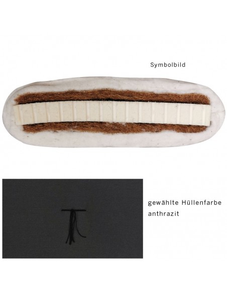 Sato Futon Polstermatte Integral vegan anthrazit mit Naturlatex, Kokosfasern und Baumwolle