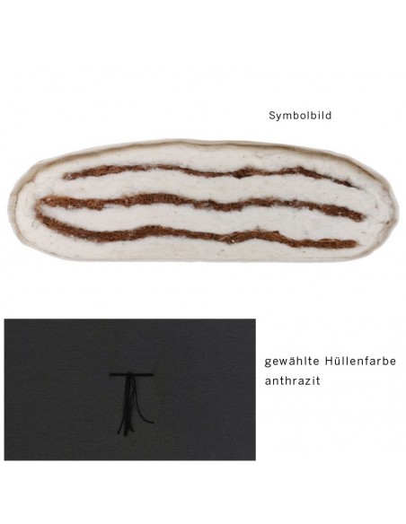 Sato Futon Standard vegan fest anthrazit mit Kokosfasern und Baumwolle