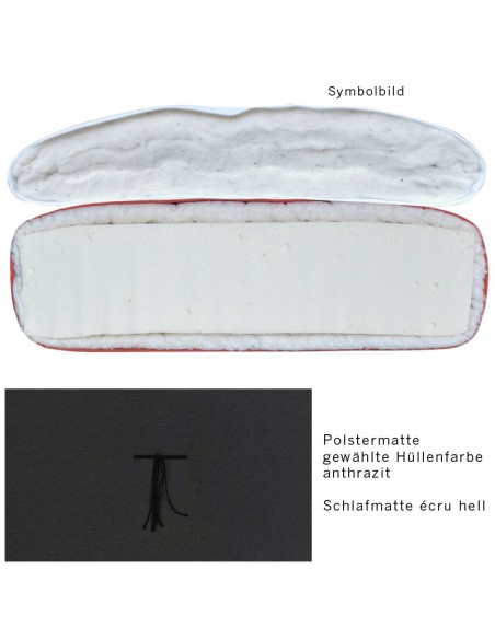 Sato Futo Vegan Polstermatte anthrazit mit Schlafmatte soft, Inhalt Naturlatex und Baumwolle