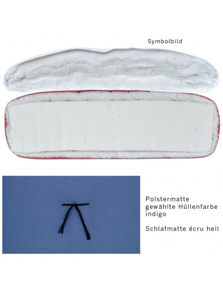 Sato Futo Vegan upholstered mat indigo with sleeping mat soft, content natural latex and cotton