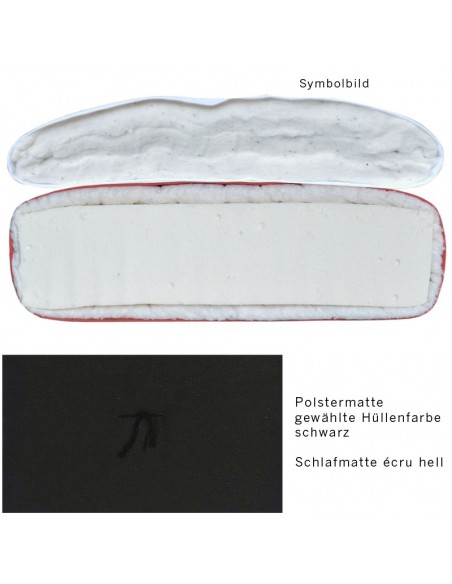 Sato Futo Vegan Polstermatte schwarz mit Schlafmatte soft, Inhalt Naturlatex und Baumwolle