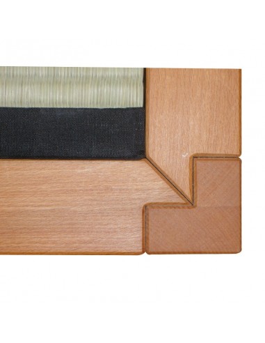 Sato bed Kobito red beech oiled, wooden construction with corner joint, tatami beri black