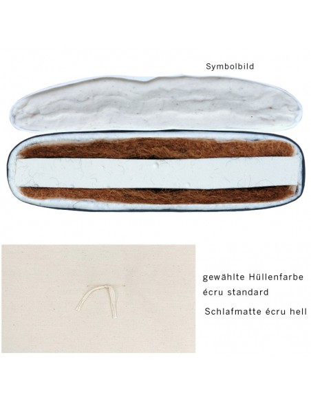 Sato Futo Vegan Polstermatte ecru mit Schlafmatte medium Inhalt Naturlatex, Kokosfasern und Baumwolle