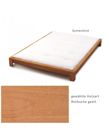 Sato bed Kobito wood pattern, red beech oiled solid wood