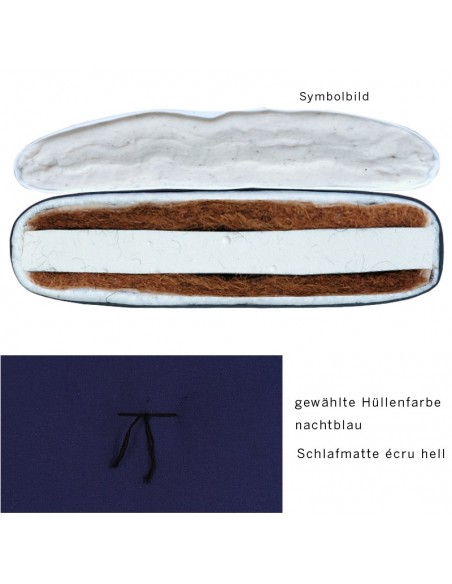 Sato Futo Vegan Polstermatte nachtblau mit Schlafmatte medium Inhalt Naturlatex, Kokosfasern und Baumwolle