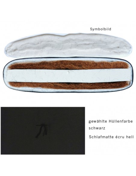 Sato Futo Vegan Polstermatte schwarz mit Schlafmatte medium Inhalt Naturlatex, Kokosfasern und Baumwolle
