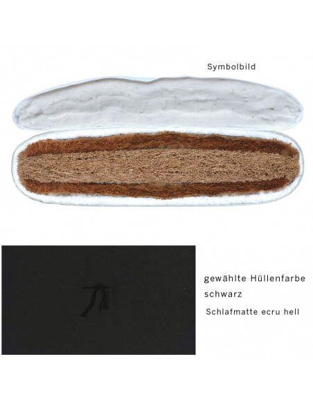 Sato Futo Vegan Polstermatte schwarz mit Schlafmatte fest, Inhalt Kokoskern, Kokosfasern und Baumwolle