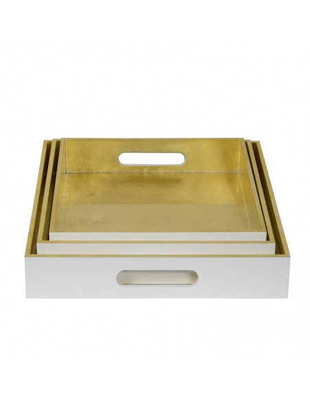 Lacktablett Vietnam Set in der Farbe Weiss und Gold Lacktablett Vietnam Set in der Farbe Weiss und Gold
