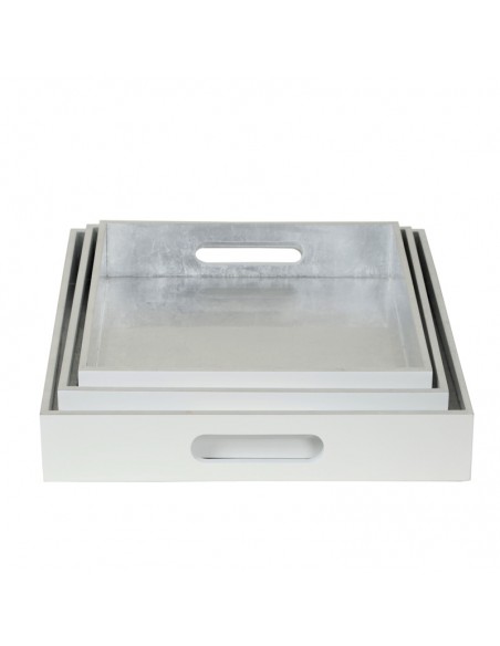 Lacktablett Vietnam Set in der Farbe Weiss und  Silber