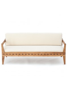 Duetto Seite, Gestell Massivholz Eiche geölt, Überzug Farbe ecru Leinen Baumwolle