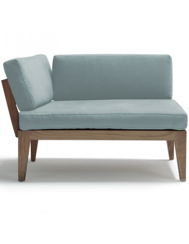 Eclettica armchair and sofa bed, oiled solid oak frame, cover colour ice blue linen cotton