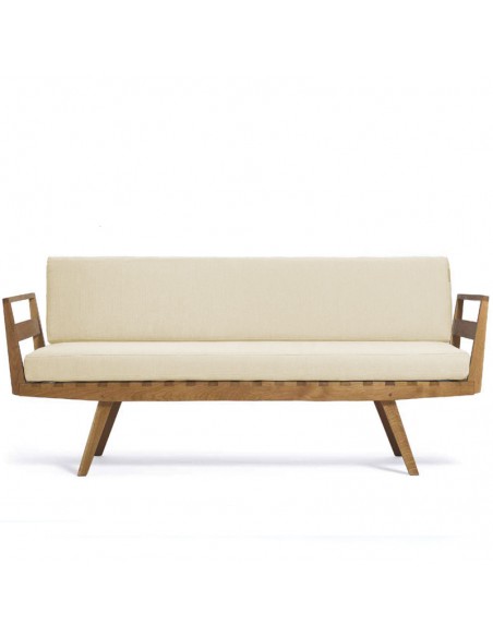 Daybed with armrests, oiled solid oak frame, cover colour ecru linen cotton, removable and washable Daybed with armrests, oiled solid oak frame, cover colour ecru linen cotton, removable and washable