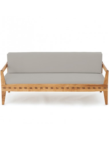 Duetto sofa bed, frame solid wood oiled oak, cover colour grey linen cotton