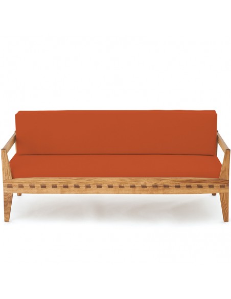 Duetto sofa bed, oiled solid oak frame, cover colour red linen cotton Duetto sofa bed, oiled solid oak frame, cover colour red linen cotton