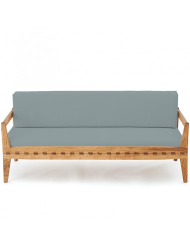 Duetto sofa bed, oiled solid oak frame, cover colour light grey linen cotton