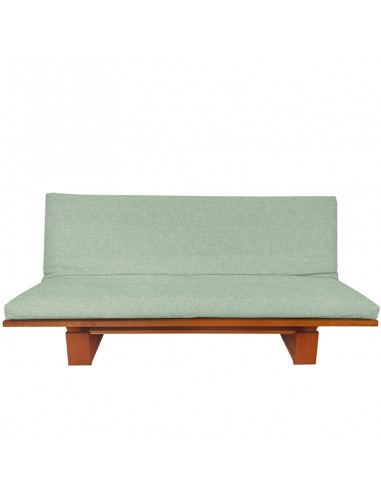 Schlafsofa Sofa Hana classic, Sato Design, Massivholz Kirschbaum, Überzug mint in Leinen Baumwolle Fronansicht
