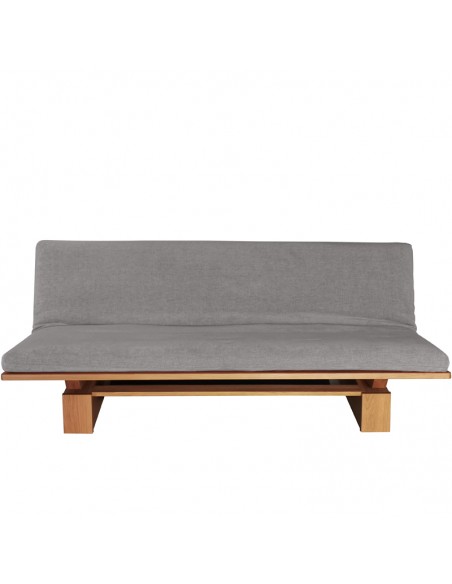 Schlafsofa Sofa Hana lounge Sato design, Massivholz Eiche, Überzug grau, Fronansicht