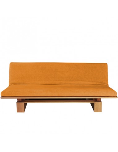 Sofa bed Sofa Hana lounge Sato design, solid oak, light orange cover, front view