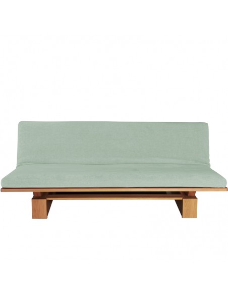 Schlafsofa Sofa Hana lounge Sato design, Massivholz Eiche, Überzug mint, Fronansicht Schlafsofa Sofa Hana lounge Sato design, Massivholz Eiche, Überzug mint, Fronansicht