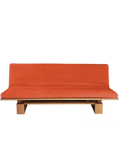 Schlafsofa Sofa Hana lounge Sato design, Massivholz Eiche, Überzug orange, Fronansicht