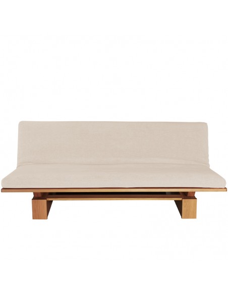 Schlafsofa Sofa Hana lounge Sato design, Massivholz Eiche, Überzug beige, Fronansicht
