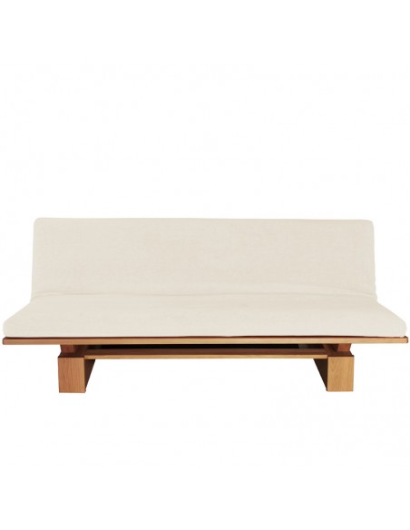 Schlafsofa Sofa Hana lounge Sato design, Massivholz Eiche, Überzug ecru, Fronansicht