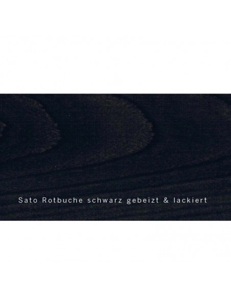 Sato Bett Lotus Holzmuster, Rotbuche Massivholz schwarz gebeizt lackiert