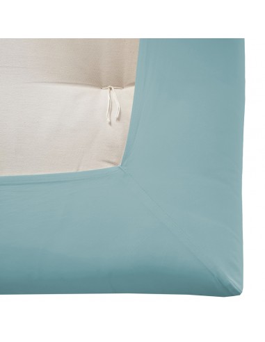 Fitted sheet, cotton Percal bleu glacier