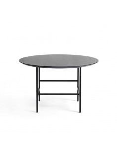 Beistelltisch in Eiche schwarz, Durchmesser 65 cm, Höhe 39 cm.