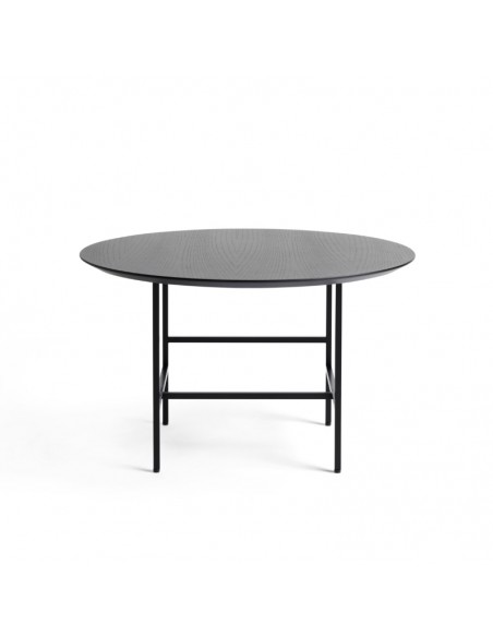 Beistelltisch in Eiche schwarz, Durchmesser 65 cm, Höhe 39 cm.