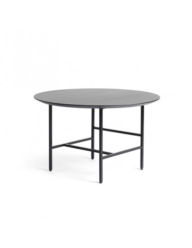 Beistelltisch in Eiche schwarz, Durchmesser 65 cm, Höhe 39 cm.