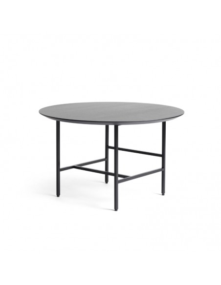 Beistelltisch in Eiche schwarz, Durchmesser 65 cm, Höhe 39 cm.