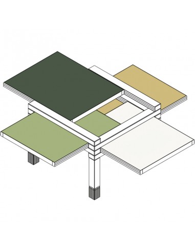 Beistelltisch Par4, Wendeplatten in verschiedenen Farben.