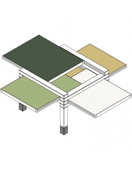 Beistelltisch Par4, Wendeplatten in verschiedenen Farben.