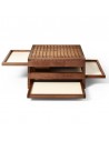 Side table Tetra - Iroko, tray with wooden surround, laminate top L01.